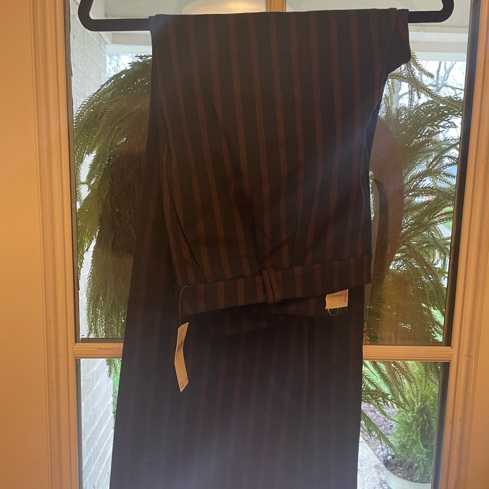 NWT Anthropologie Navy and Burgundy Striped Pants - Picture 4 of 8